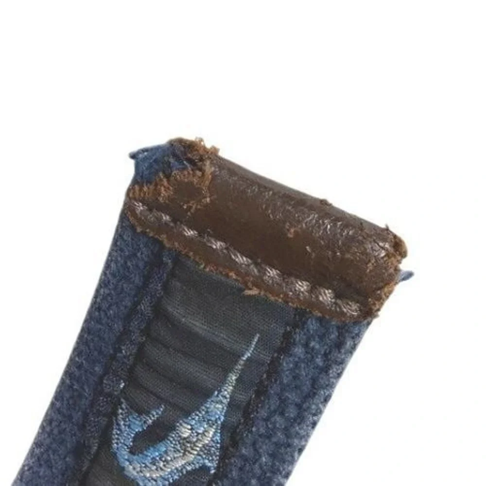 Tommy Bahama D-Ring Belt Men Preppy Blue Canvas Marlin Nautical Leather Trim 38